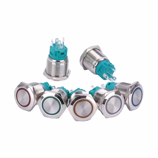 8 mm 10 mm 12 mm 16 mm 19 mm 22 mm 30 mm 40 mm À prova d'água IP67 12V LED momentaneamente iluminado Metal ligado desligado Aço inoxidável Interruptor de botão de pressão Fabricante