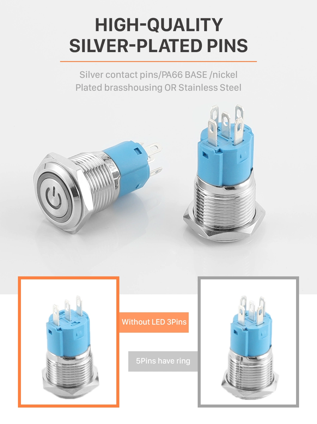 Abei 19mm Illuminated Lamp Button on off Metal Latching Momentary Push Button Switch for Arcade