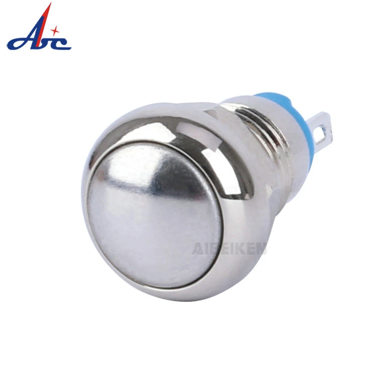 Momentary Domed Head 2 Pin Waterproof Metal Mini Switch 1no Brass 8mm Push Button Switch