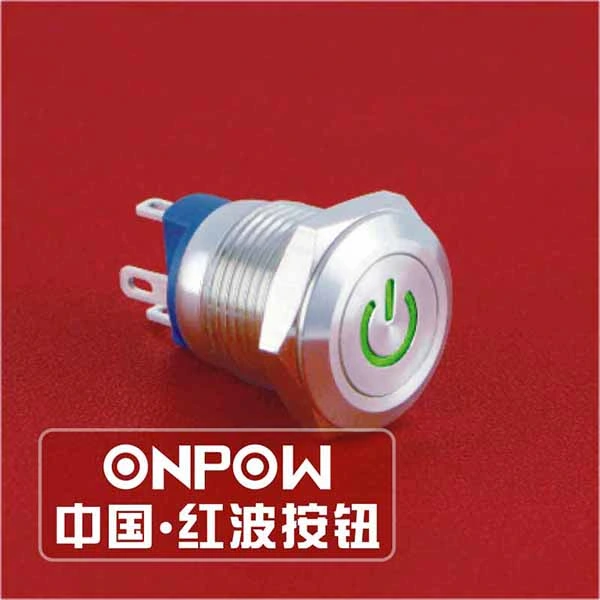 Onpow 12mm Pushbutton Switch with Power Sign (GQ12-AF-10DT/R/12V/S, CE, RoHS)