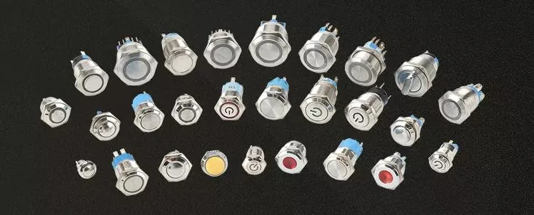 IP67 19/22/25mm Diameter on off Stainless Steel 12V 24V 36V Momentary Self-Locking Metal Push Button Switch 220V with 5pins 6pins