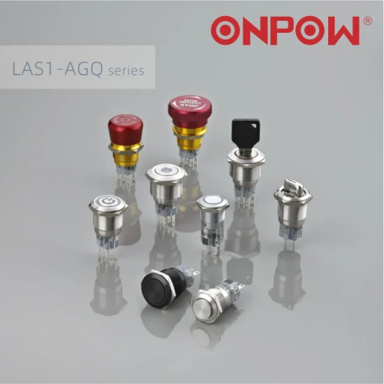 Interruptor de botão de pressão de aço inoxidável iluminado Spdt Onpow de 19 mm (série LAS1-AGQ) (UL, CE, CCC, RoHS, REECH)