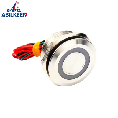 Botão de toque momentâneo subaquático de metal redondo 12V 30mm à prova d'água piezoelétrico interruptor piezo para piscina