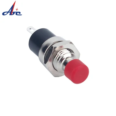 Interruptor de botão vermelho redondo de 2 pinos com trava alta de 10 mm