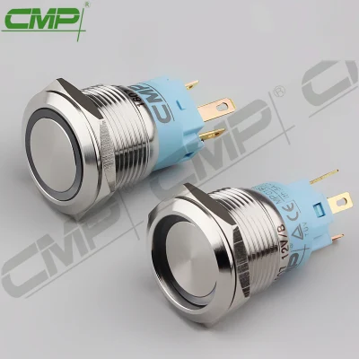 CMP Metal ligado desligado Interruptor de botão iluminado com trava RGB ou cor dupla