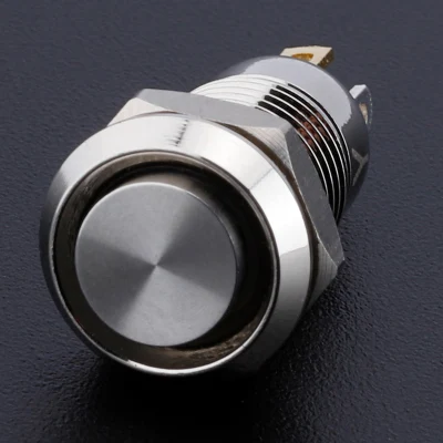 Interruptor de botão de metal com cabeça redonda de 8 mm de altura 1 sem anel terminal momentâneo de 4 pinos Interruptor de botão de pressão de LED